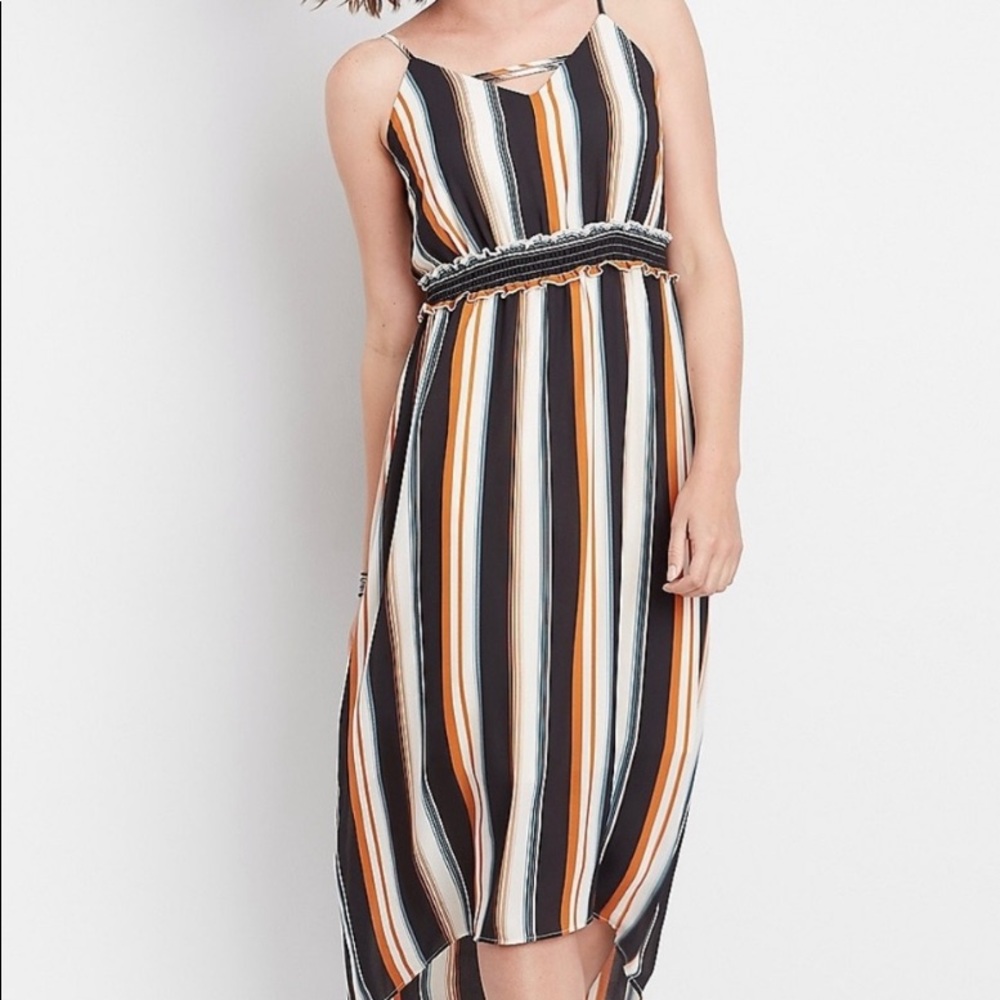 Maurices Vertical Striped High Low Maxi Dress 1x